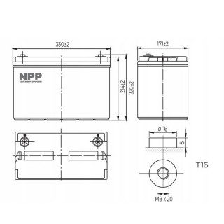 Гелевий свинцево-кислотний акумулятор NPP 12V 100Ah для резервного живлення